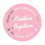 Pink and Gold Baptism Stickers for Girl