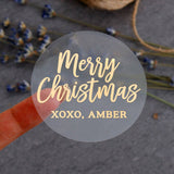 Merry Christmas Clear Sticker with Custom Signature - XOXOKristen