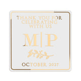 Leaf Ornament & Initials Clear Wedding Sticker