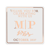 Leaf Ornament & Initials Clear Wedding Sticker