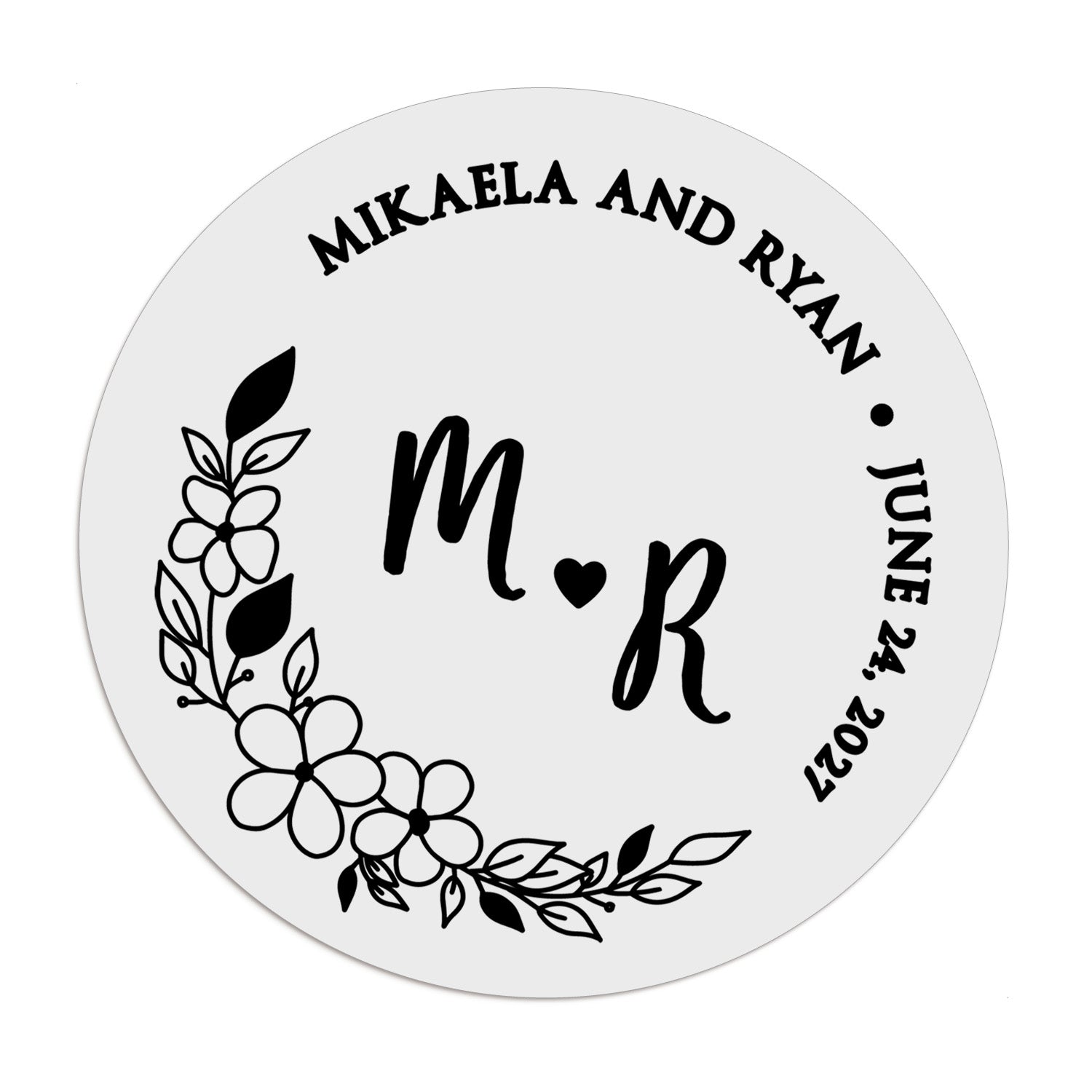 Floral Wedding Stickers with Initials - XOXOKristen