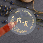 Floral Wedding Stickers with Initials - XOXOKristen