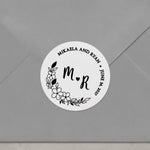 Floral Wedding Stickers with Initials - XOXOKristen