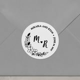 Floral Wedding Stickers with Initials - XOXOKristen