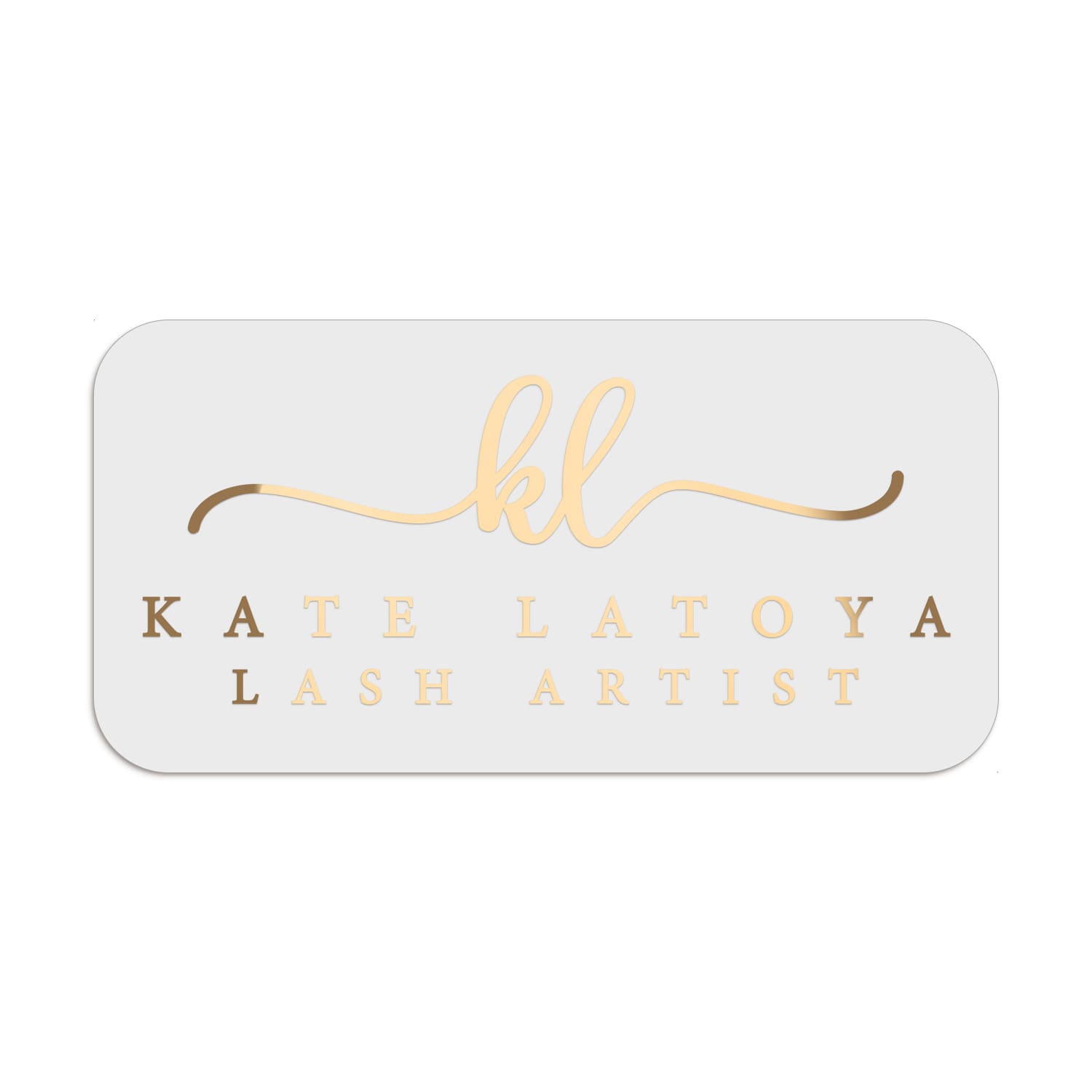 Custom personalized clear glossy rectangulat business branding sticker with curly monograms and serif info text in gold foil print - XOXOKristen