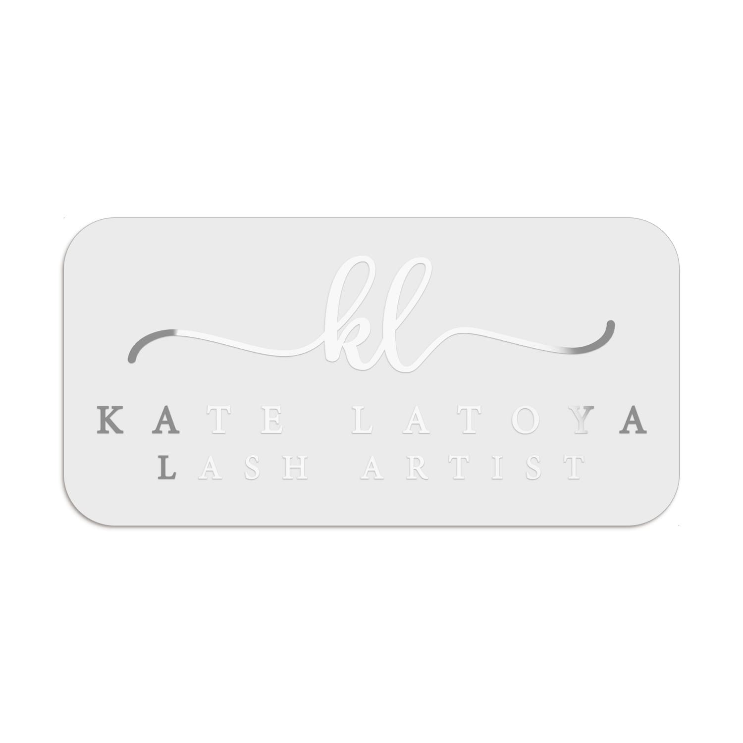 Custom gold foil branding label with elegant script initials and serif text, metallic shine on white background – XOXOKristen.