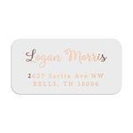 XOXOKristen personalized label with script and serif font combination, printed in modern rose gold foil on premium PVC vinyl sticker - XOXOKristen