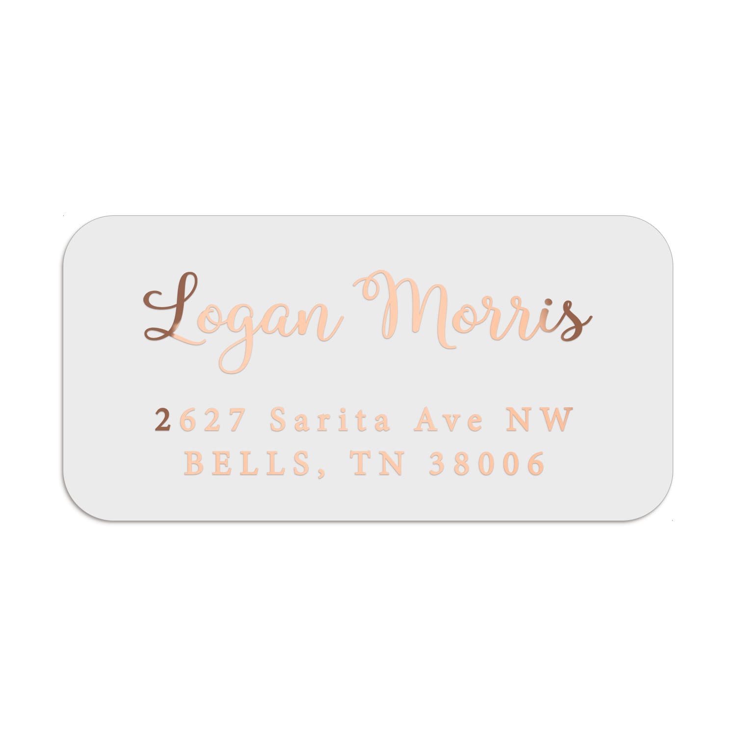 XOXOKristen personalized label with script and serif font combination, printed in modern rose gold foil on premium PVC vinyl sticker - XOXOKristen