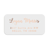 XOXOKristen personalized label with script and serif font combination, printed in modern rose gold foil on premium PVC vinyl sticker - XOXOKristen