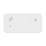 XOXOKristen silver foil address label with elegant script name and serif address text, printed on clear PVC vinyl for wedding stationery - XOXOKristen