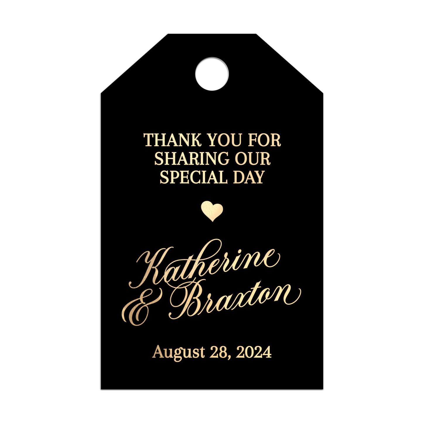 Thank you for celebrating with us Gold Foiled Black Tags