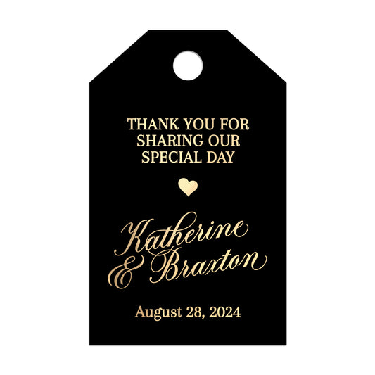 Thank you for celebrating with us Gold Foiled Black Tags