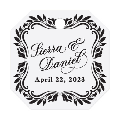 Custom Octagon Gold Foiled Wedding Favor Tags