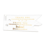XOXOKristen gold foil Small Business Thank You Tags featuring metallic lettering “Thank you for supporting my small business” and space for logo or handle — elegant white flag tags for packaging or client gifts.