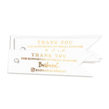 XOXOKristen gold foil Small Business Thank You Tags featuring metallic lettering “Thank you for supporting my small business” and space for logo or handle — elegant white flag tags for packaging or client gifts.