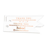 XOXOKristen rose gold Small Business Thank You Tags printed on white cardstock with shimmering foil text and Instagram icon — ideal for personalized business packaging and product branding.