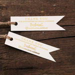 XOXOKristen gold foil Small Business Thank You Tags featuring metallic lettering “Thank you for supporting my small business” and space for logo or handle — elegant white flag tags for packaging or client gifts.