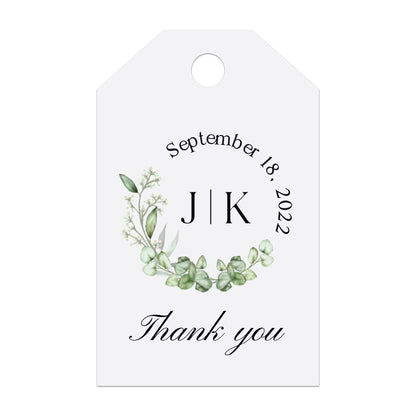 Greenery Monogram Thank you Wedding Favor Tags