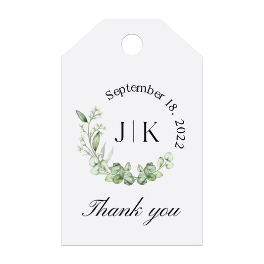 Greenery Monogram Thank you Wedding Favor Tags