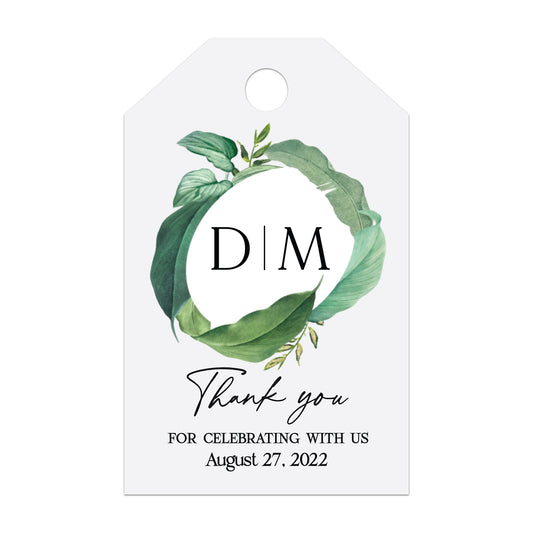 Greenery Initials Thank you Wedding Favor Tags