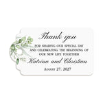 XOXOKristen Greenery Wedding Thank You Tag with elegant botanical leaves and black calligraphy text — personalized and custom wedding favor tag.