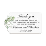 XOXOKristen Greenery Wedding Thank You Tag with elegant botanical leaves and black calligraphy text — personalized and custom wedding favor tag.