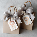 XOXOKristen Monogram Thank You Tags printed in rose gold foil with intricate baroque monogram and elegant text — personalized and custom wedding tags.