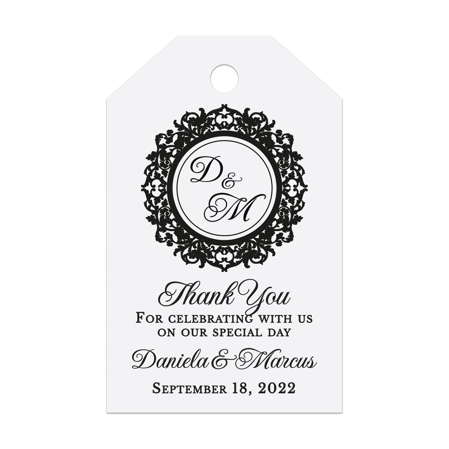 Gold Foiled Monogram Thank you Wedding Tags