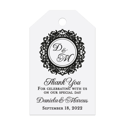 Gold Foiled Monogram Thank you Wedding Tags