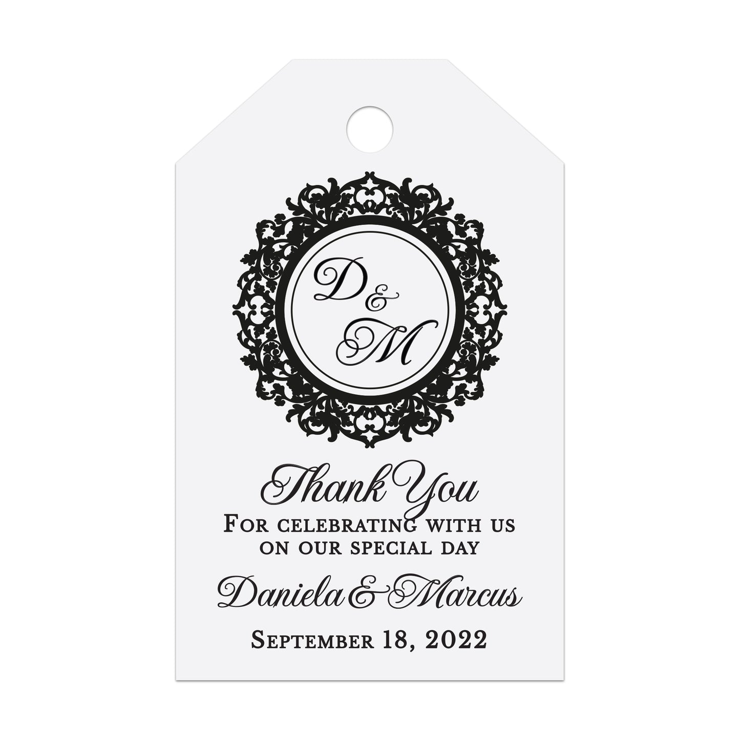 Gold Foiled Monogram Thank you Wedding Tags