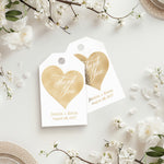 XOXOKristen Heart Thank You Tags printed in metallic gold foil with heart design and cursive “Thank You” text — custom favor tags for elegant celebrations.