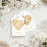 XOXOKristen Heart Thank You Tags printed in metallic gold foil with heart design and cursive “Thank You” text — custom favor tags for elegant celebrations.