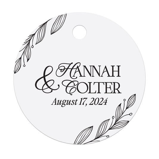 Custom White & Gold Hang Tags for Wedding