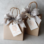 XOXOKristen Doodle Heart Thank You Tags in rose gold foil with modern doodle heart illustration and elegant personalization — custom favor tags for weddings.