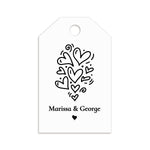 XOXOKristen Doodle Heart Thank You Tags with black hand-drawn heart cluster and personalized text — custom wedding favor tags.