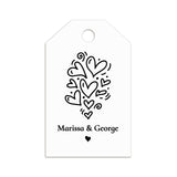 XOXOKristen Doodle Heart Thank You Tags with black hand-drawn heart cluster and personalized text — custom wedding favor tags.