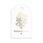 XOXOKristen Doodle Heart Thank You Tags printed in metallic gold foil featuring playful doodle hearts and personalized design — custom thank-you favor tags.