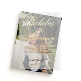 Vellum Wedding Invitation with Picture and Foiled Lettering