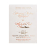 personalized vellum wedding invitation featuring rose gold foil text on semi-transparent frosted paper, combining modern minimalism with soft romantic tones, perfect for elegant wedding suites – XOXOKristen