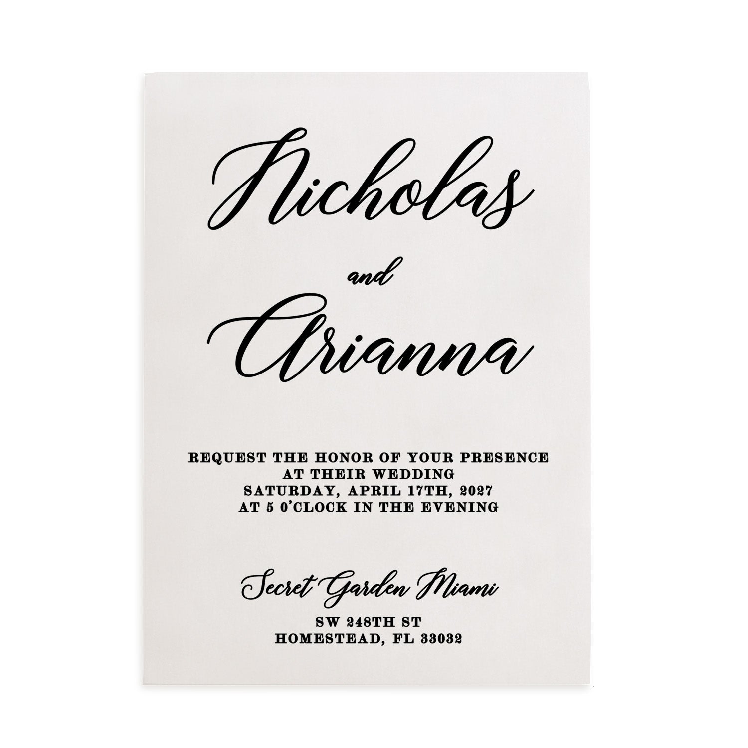 Minimalist vellum wedding invitation printed in bold black ink on translucent vellum cardstock. Elegant modern typography in mixed serif and calligraphy fonts, paired with a white matte envelope, perfect for contemporary weddings. - XOXOKristen