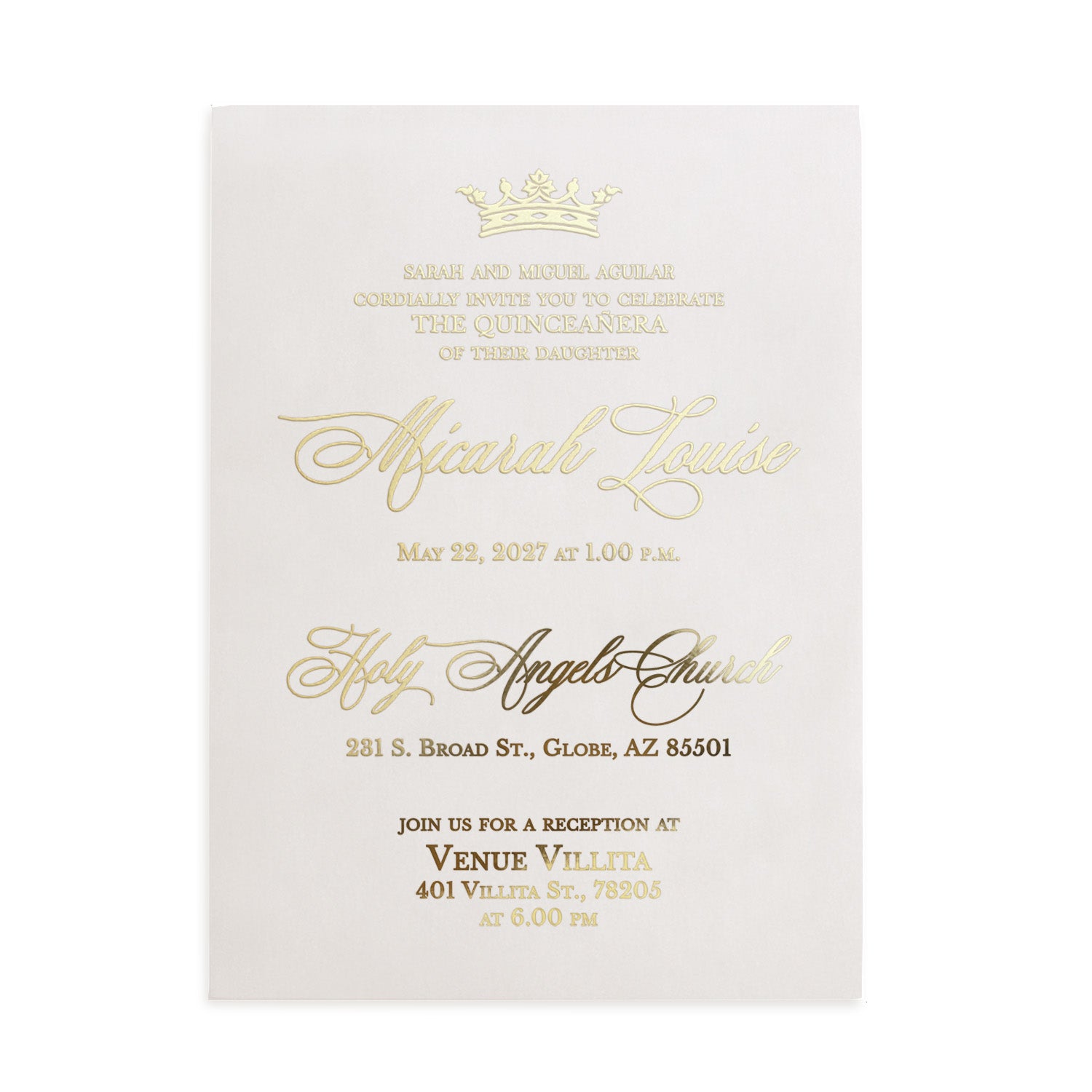 Vellum Quinceanera Invitation with Crown