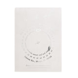 Vellum Save the Date card with metallic rose-gold foil text and minimalist calendar design on translucent frosted surface – XOXOKristen