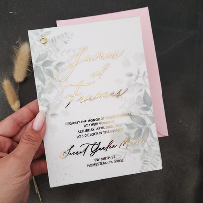 gold foiled greenery wedding invitation - XOXOKristen 