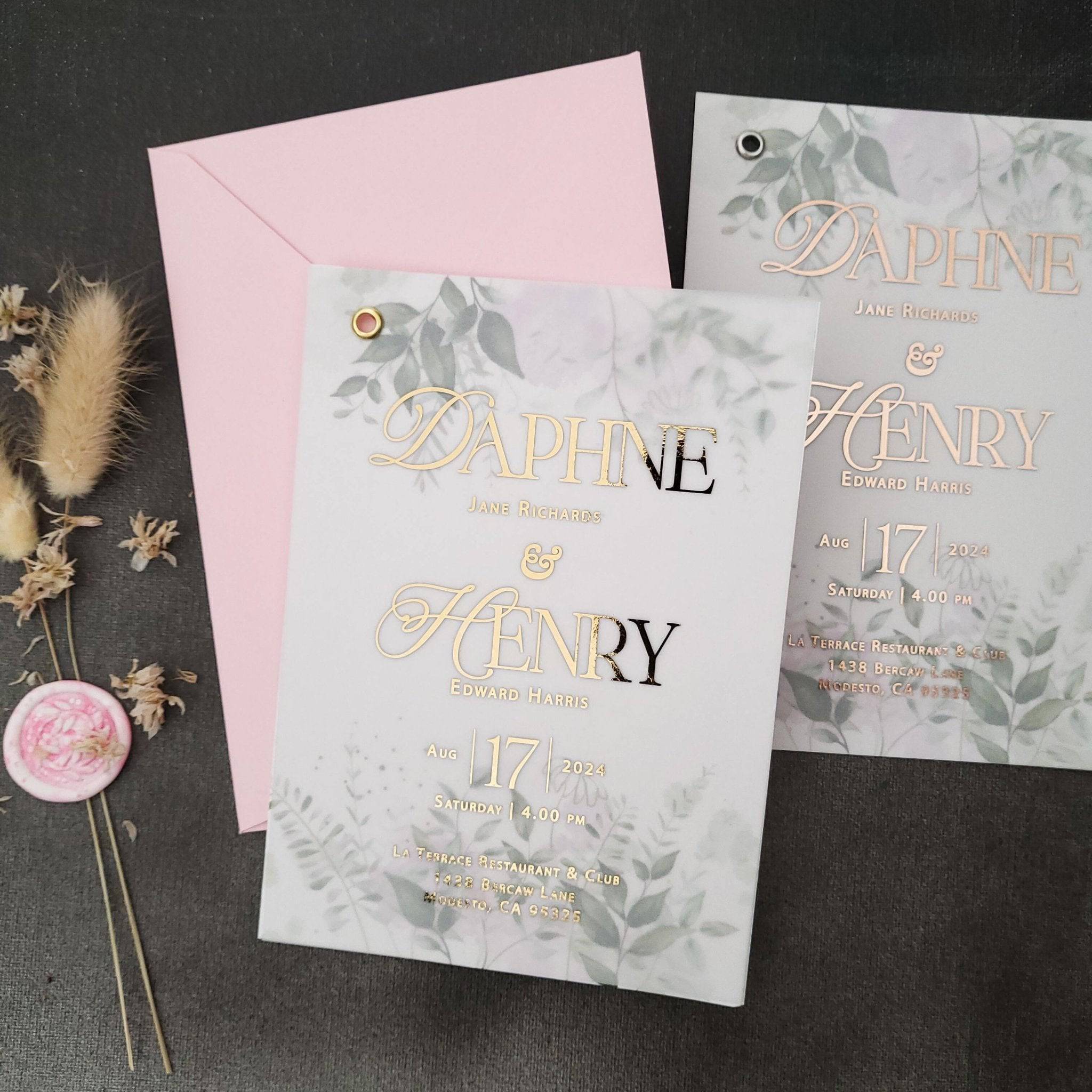 Luxurious Vellum Wedding Invitations with Greenery Design - XOXOKristen