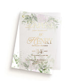 Luxurious Vellum Wedding Invitations with Greenery Design