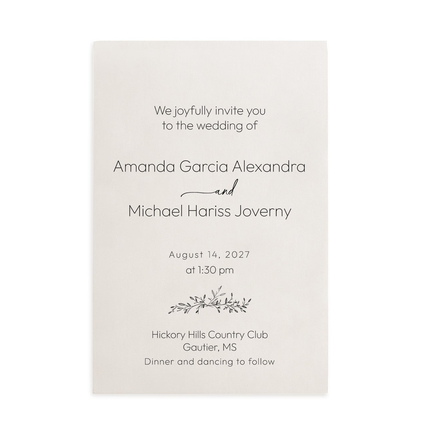Elegant frosted translucent vellum wedding invitation printed with refined black serif and cursive script with the couples’ names, surrounded by white blossoms and soft beige tones under gentle sunlight. XOXOKristen