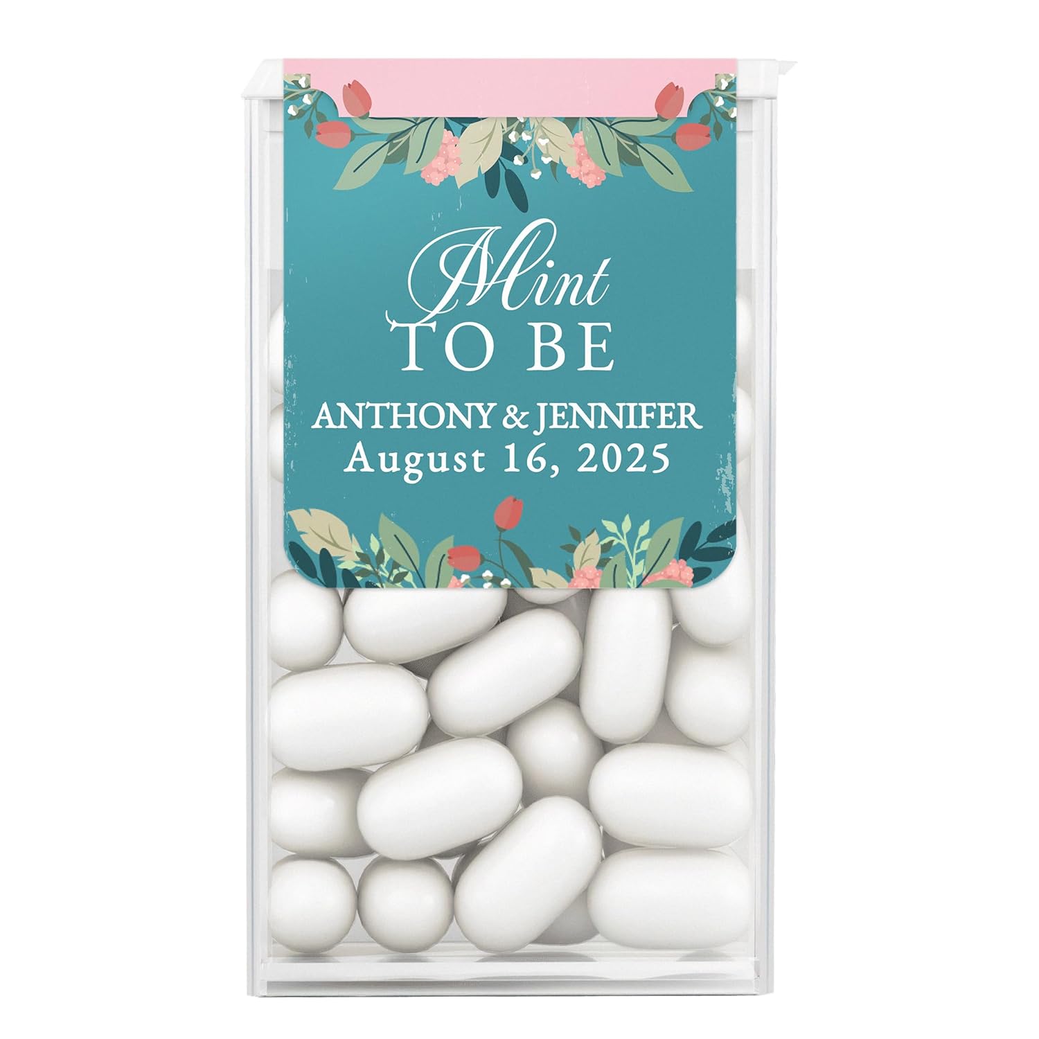 Elegant turquoise wedding favor stickers for Tic Tac boxes