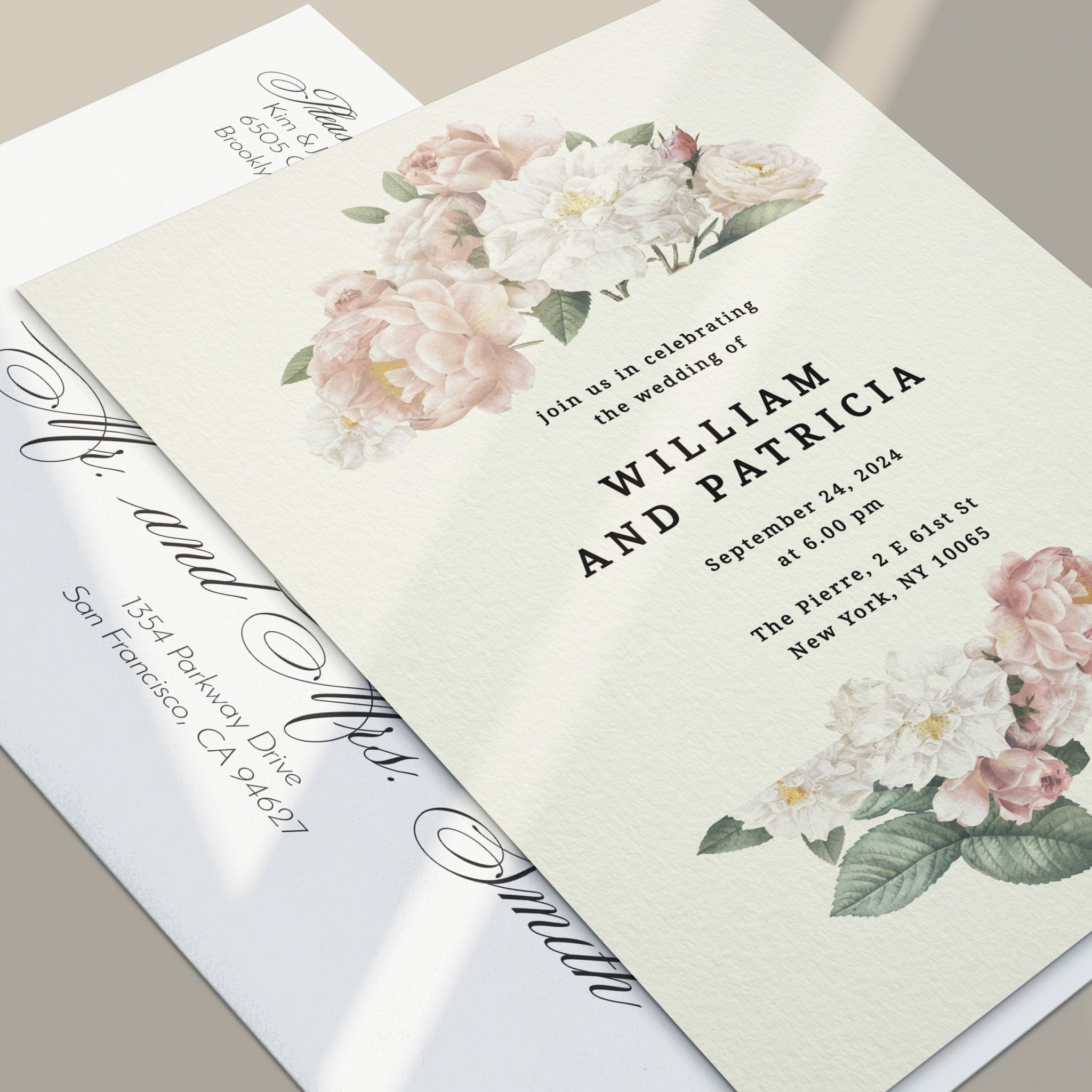 Blush Floral Wedding Invitations - XOXOKristen