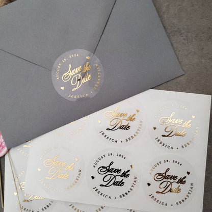 Bold Save the Date Round Stickers - XOXOKristen