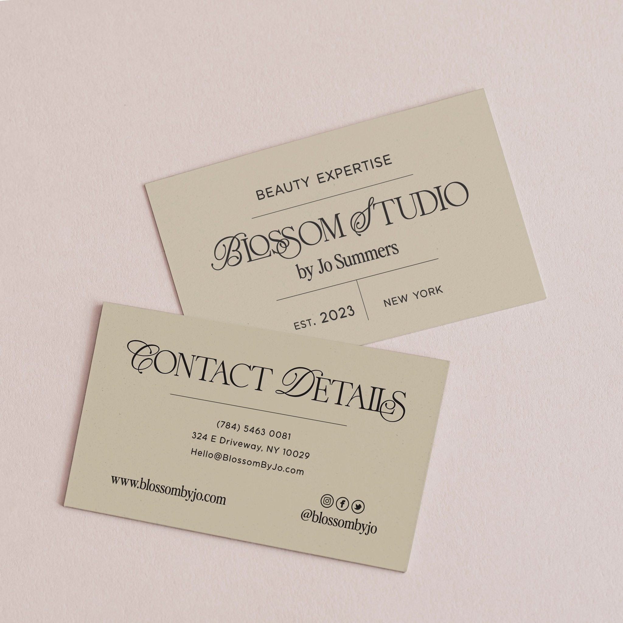 Calligraphy Business Cards in Beige - XOXOKristen